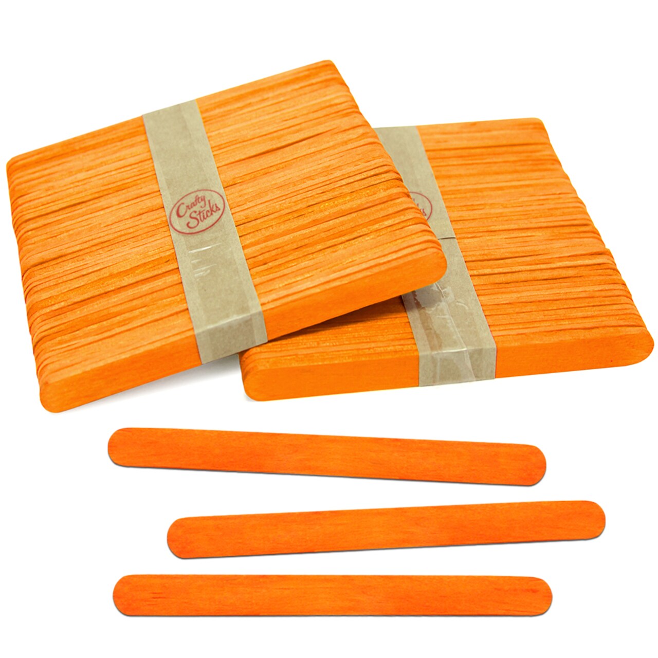CraftySticks Colored Wood Craft Sticks 4.5 Inch, Red Orange Yellow Green Blue Purple White Black Pink Brown Popsicle Sticks